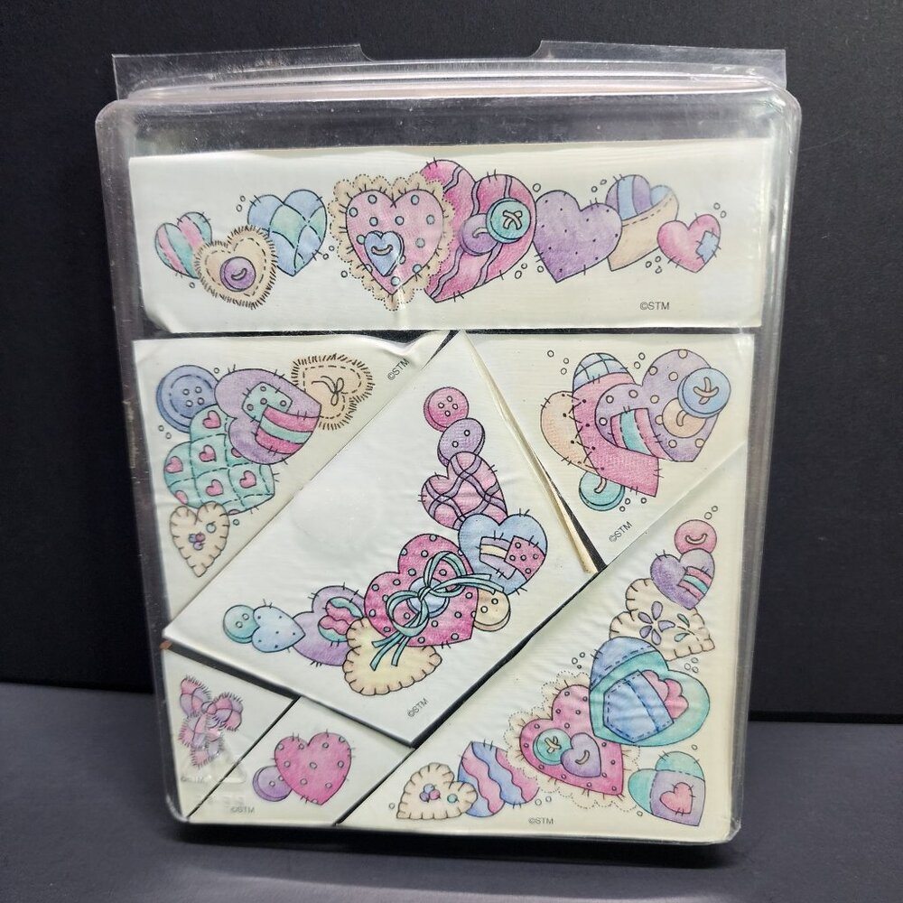 Stampendous Patchwork Heart Foam Mounted  Rubber Stamps - Set Of 7